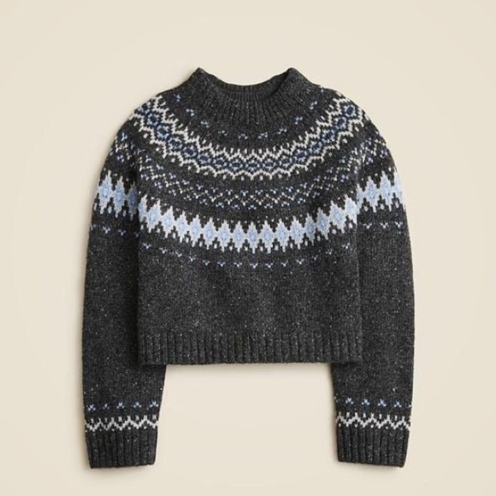 J Crew Fair Isle wide mockneck sweater